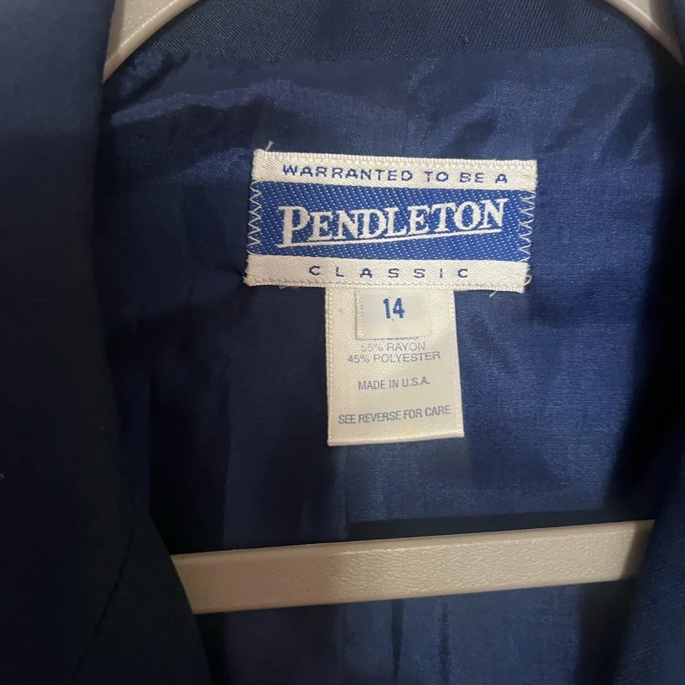 Vintage Pendleton Blazer Jacket Navy Blue Pendleton Size 14 - Picture 2 of 3